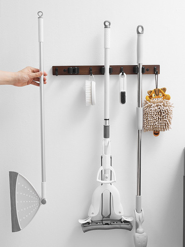 Powerful mop hook rack walnut mop clip creative broom hanger punch-free mop hook buckle