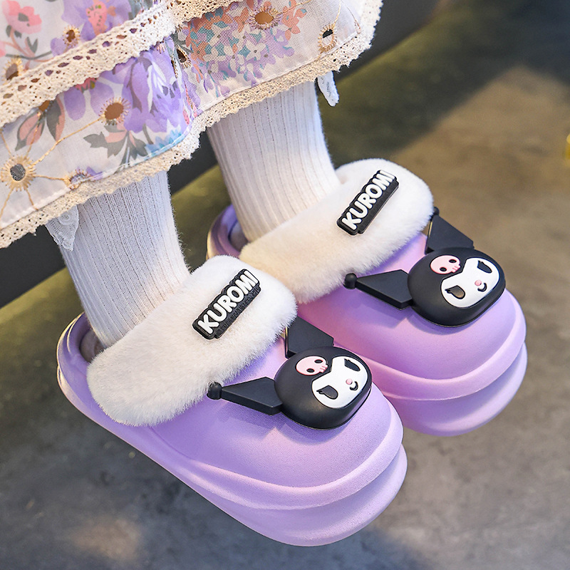 Sanliou zapatillas de algodón para niños de invierno para niños y niñas cálidas y pelusa para el hogar, bolsas de bebé, zapatos de talón de algodón