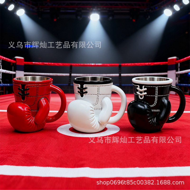 Cross-Border Popular Boxing Glove Cup Ornaments, High-End Niche Personalized Stainless Steel Mugs, Resin Crafts