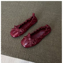 现货~小众平底黑色绒面单鞋女鞋子春季温柔晚晚鞋软底通勤船鞋