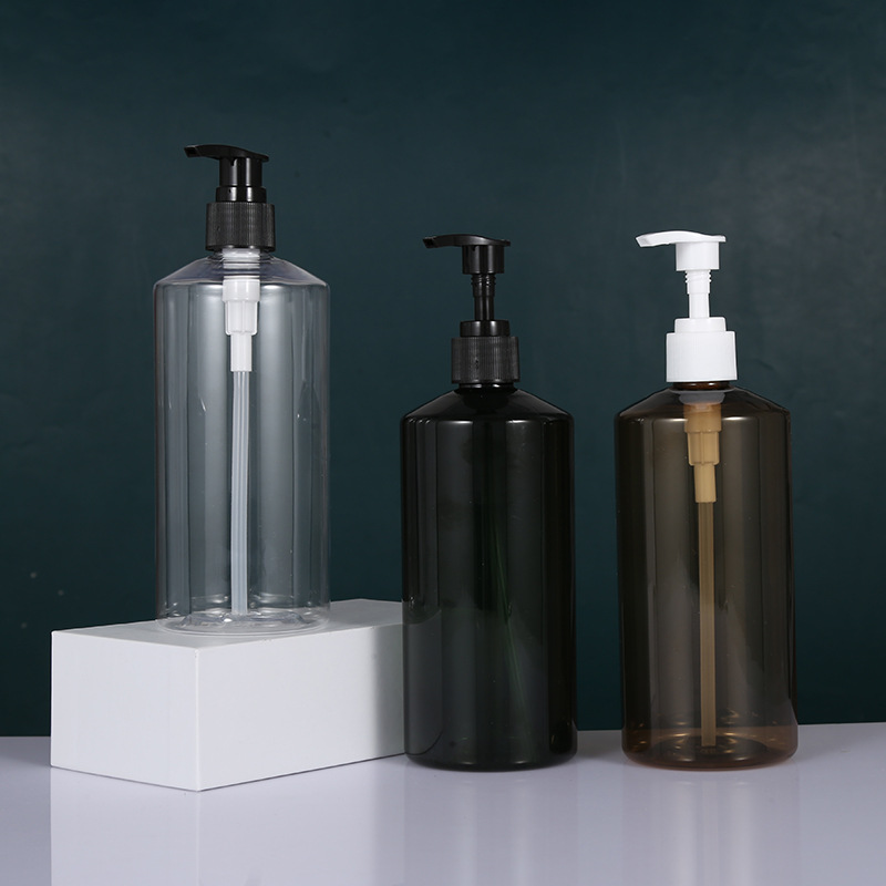 500ml塑料 斜肩PET PP旋转按压乳液泵头洗发水乳液分装瓶