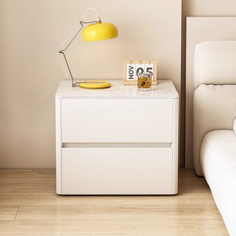 Mesa de cabezal de cama simple y moderna de madera maciza casera de dormitorio armario de almacenamiento de cama lujoso de alta calidad 2024 nuevo estante de almacenamiento