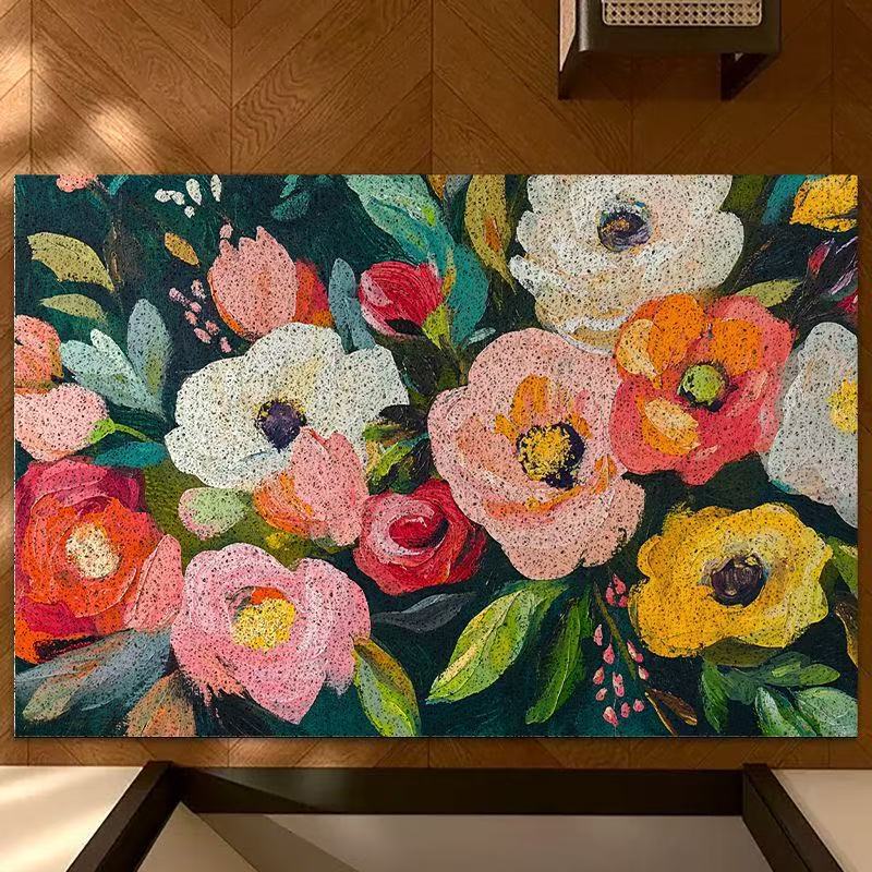 Oil Painting Style Silk Loop Floor Mat, Bathroom Non-Slip Mat, Entrance Decorative Foot Mat, Entryway Dirt-Scraping Foot Mat Oil Painting Style Silk Loop Floor Mat, Bathroom Non-Slip Mat, Entrance Decorative Foot Mat, Entryway Dirt-Scraping Foot Mat