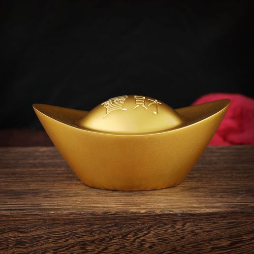 Gold ingot ornaments solid brass sand gold ingot copper paperweight simulation imitation gold and copper gold bars to attract wealth home living room