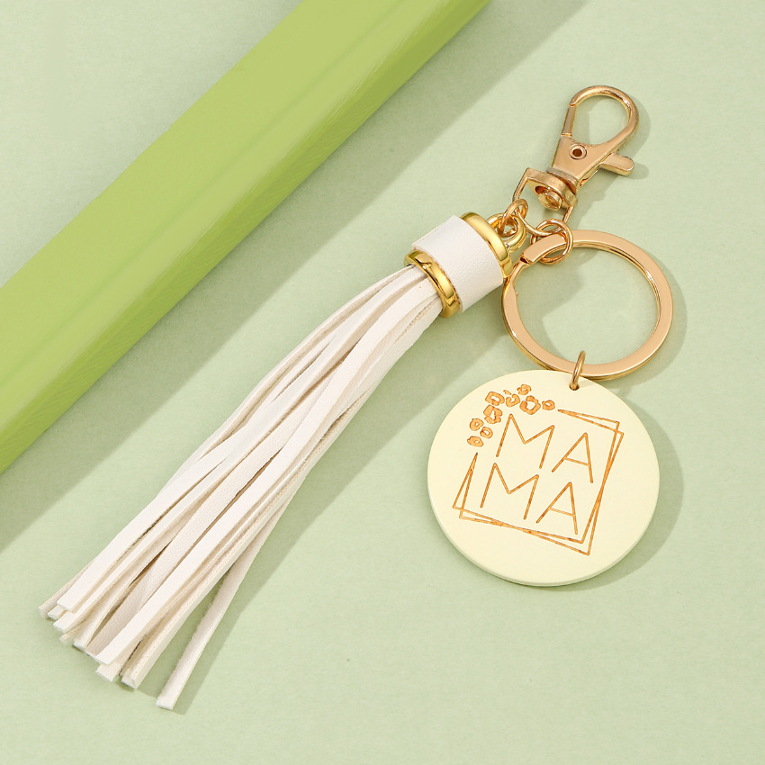 Simple Style Letter Pu Leather Metal Tassel Keychain display picture 1