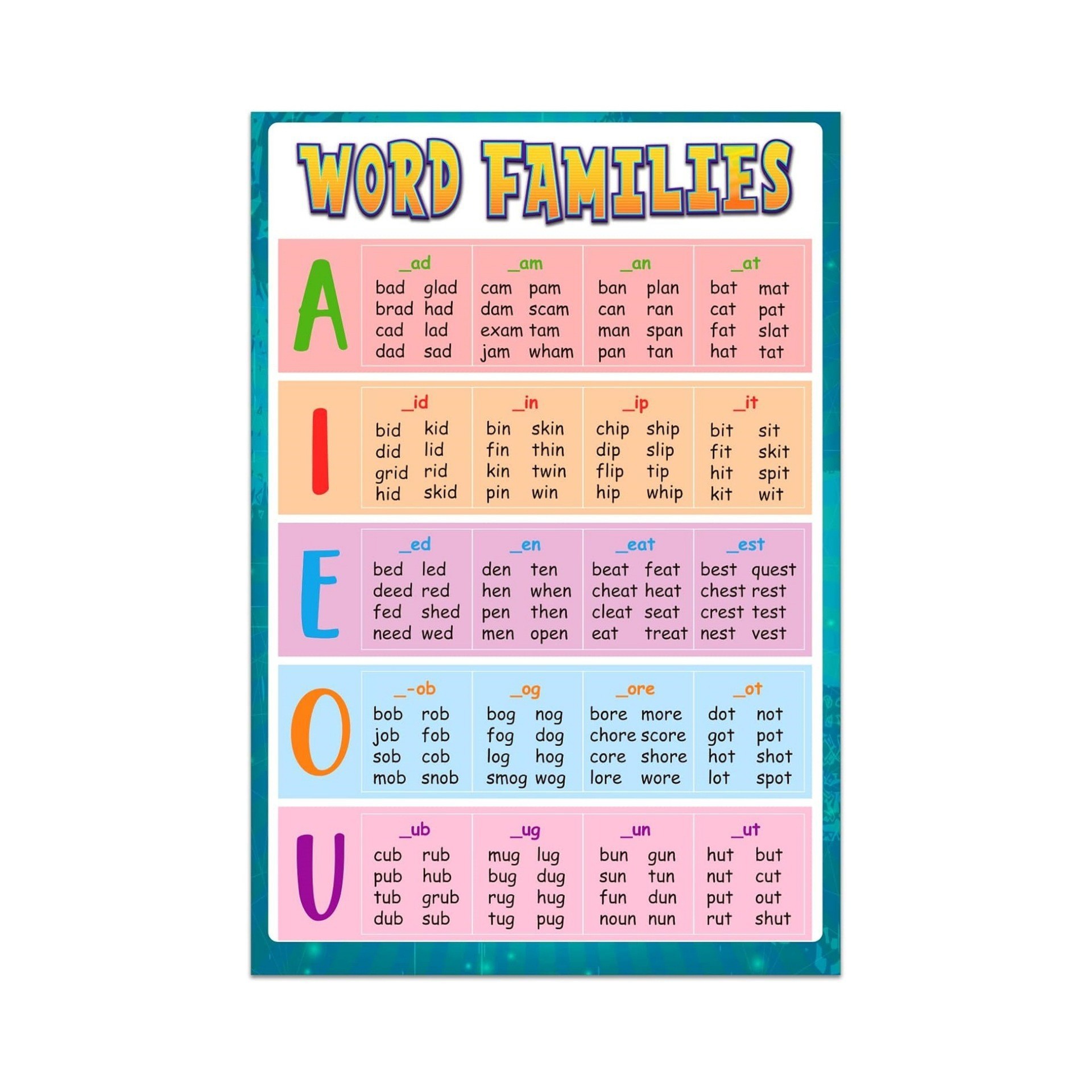 跨境热销儿童单词教育海报儿童视觉单词装饰学习挂墙海报防水耐用