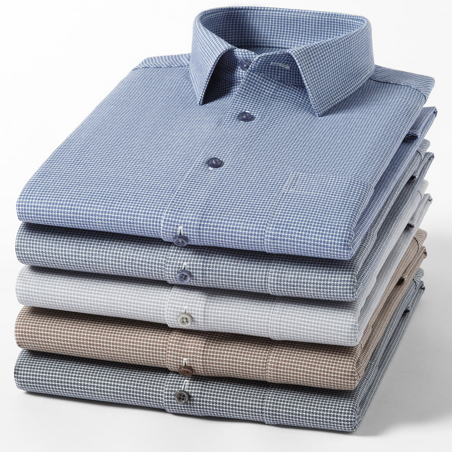 男士长袖保暖衬衫冬季新款高档羊毛加厚商务宽松型免烫衬衣批发