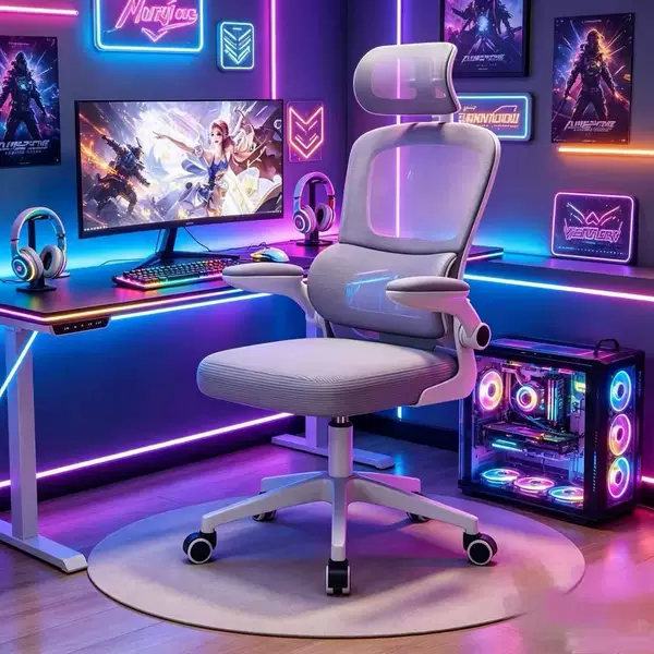 Computer chair with lumbar support, ergonomic chair, comfortable for long-term sitting, office chair, desk study chair, gaming chair