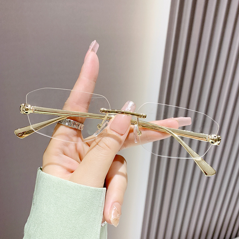 Unbranded Rimless Polygonal Metal Sunglasses Gold Clear