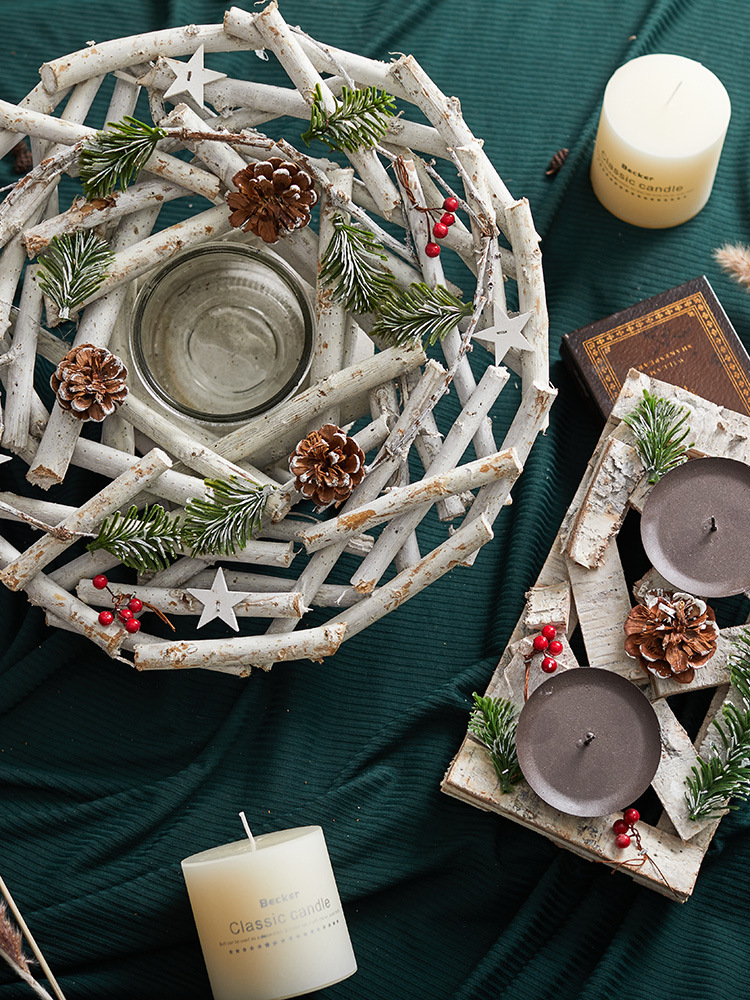 25 / 36cm madera nórdica candelabro blanco decoración de mesa decoración de Navidad atmósfera candelabro