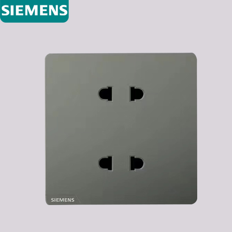 SIEMENS/Siemens switch Haocai dark gray silver series socket panel type 86 large plate frameless five-hole plug