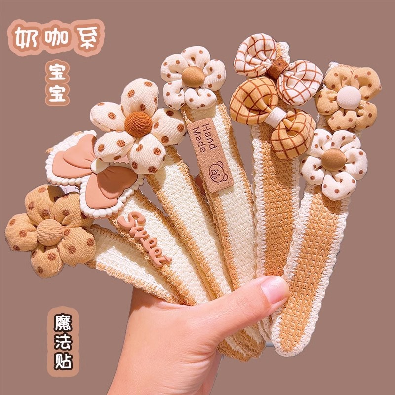 Niños lindos velcro correa de cabello de lana de punto correa de cabello de caño invierno niñas frises acabado de cabello artefacto