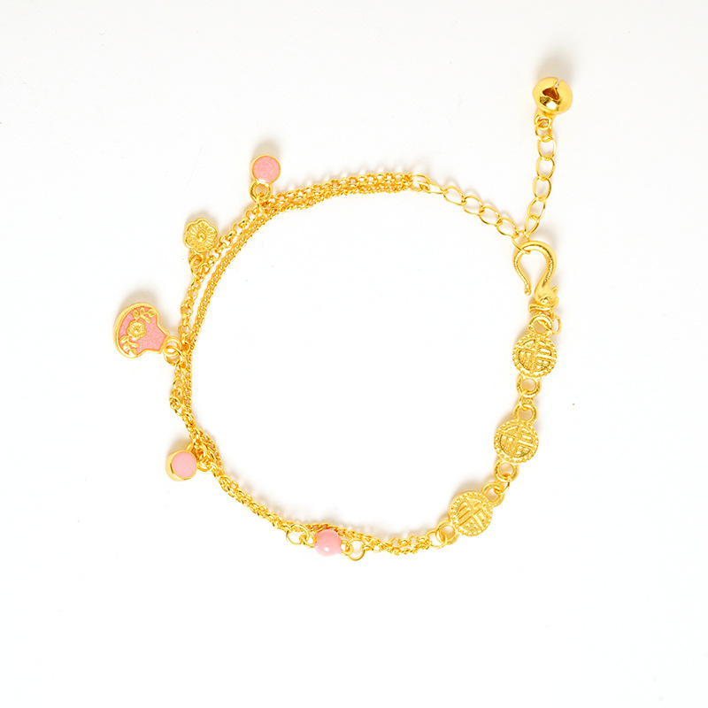 Vietnam Sha Jin nuevo color rosa goteo de aceite simple flor bolsas de pulseras de lujo ligero no se desvanece durante mucho tiempo