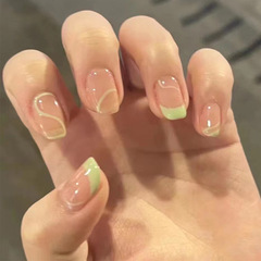 Nail stickers for autumn, ice-transparent French line wearing nails, removable fake nails, fresh short style, whitening