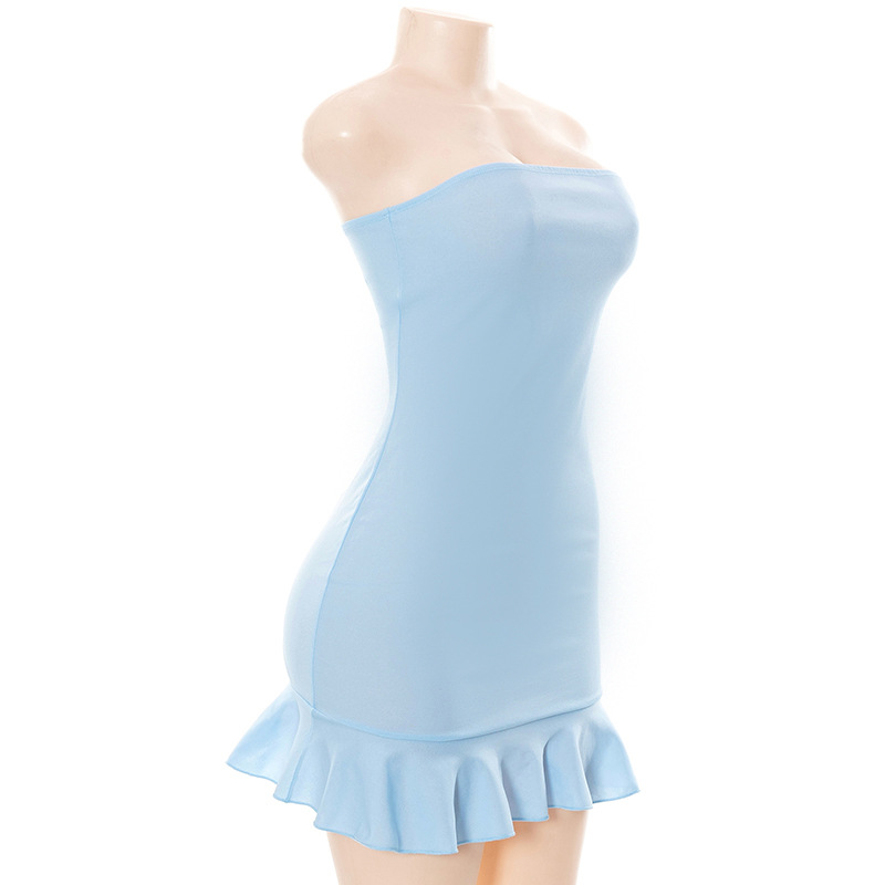 Summer Solid Color Pullover Sleeveless off-Shoulder High Waist Sheath Women Clothing Dress 6 Summer Solid Color Pullover Sleeveless off-Shoulder High Waist Sheath Women Clothing Dress