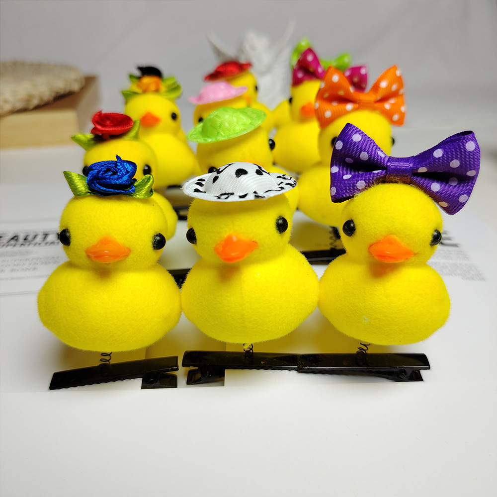 Cute and Soft Little Yellow Duck Hairpin Wearing Headwear Internet Celebrity Same Style Cute Artifact Stereo Hair Accessories Street Stall Night Market Wholesale