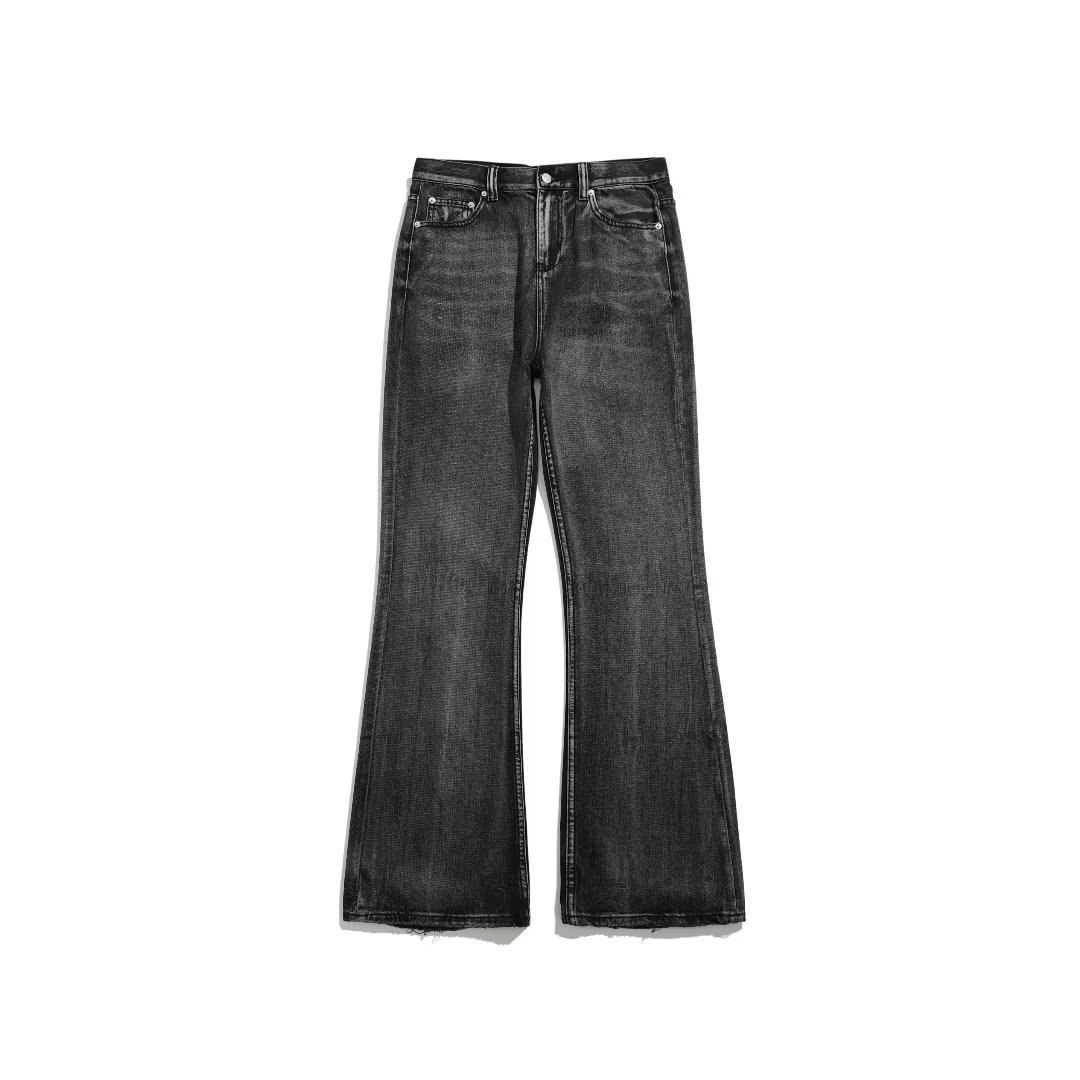 Herrenbekleidung, gewaschene Herren-Jeans – Lässige, gerade geschnittene Freizeitjeans (Schwarz-Grau), Bestseller_voghion.com