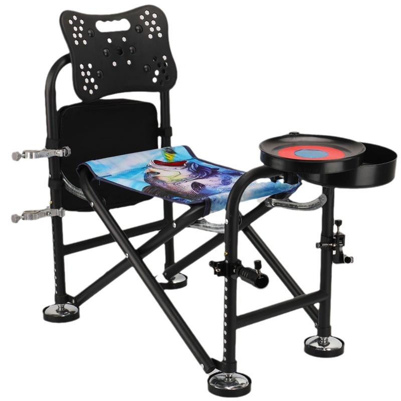 Peces azules Silla de pesca tubo de acero al carbono 13 agujeros de ajuste de elevación doble haz de soldadura multifuncional plegable Silla de pesca