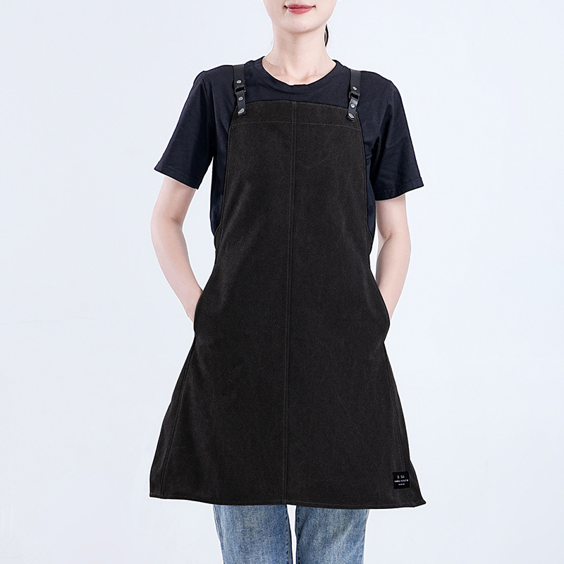 Delantal de lona gruesa transfronteriza estilo coreano minimalista barista delantal de ropa de trabajo al por mayor personalizado