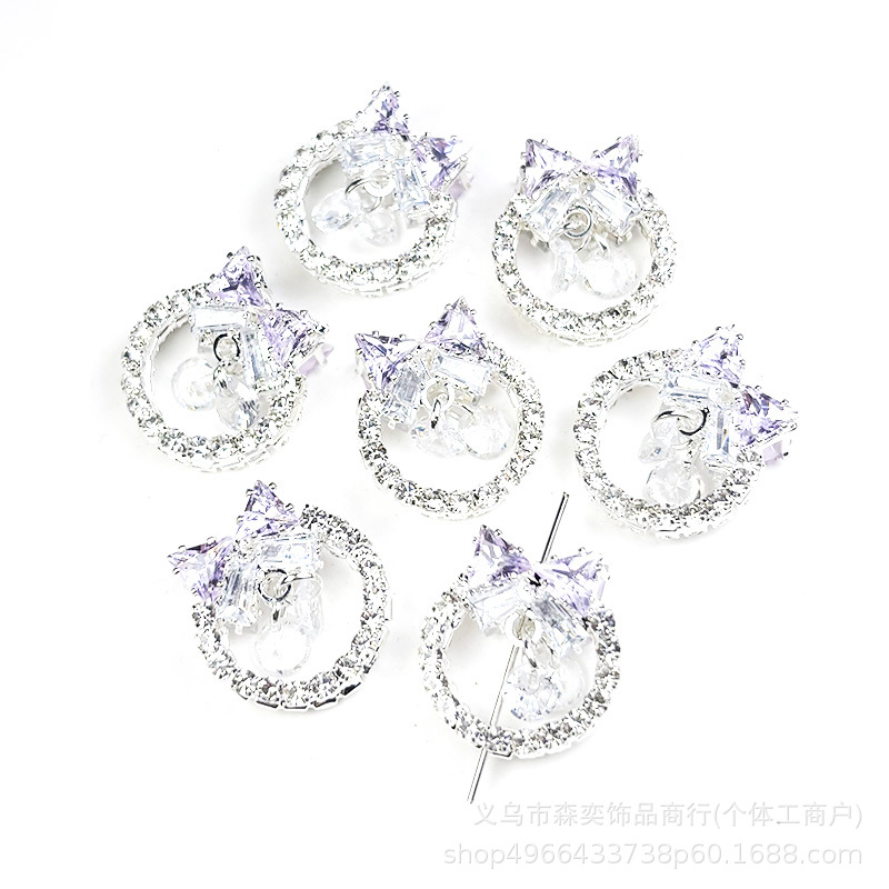 Double-Sided Zircon Butterfly Wreath Vertical Hole Spacer Beads Bowknot Running Ring Straight Hole Beads DIY Phone Chain Accessories