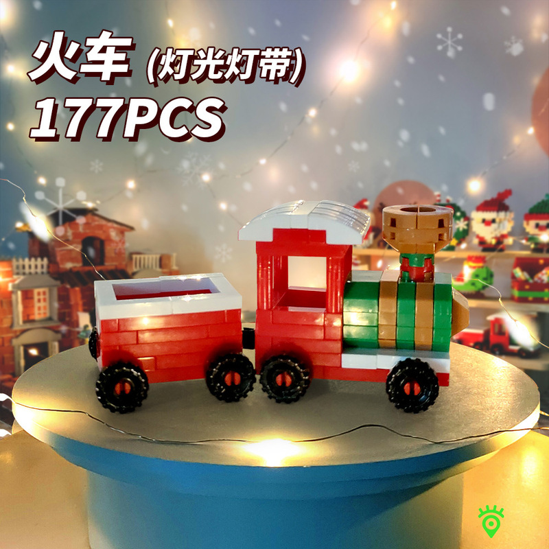 国境を越えた人気は積み木の小さな粒子と一緒に雪だるまを作ったクリスマスヘラジカのクリスマスプレゼント子供のおもちゃ卸売り|undefined