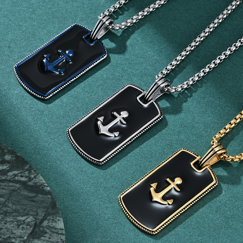 New men's trendy hip-hop anchor pattern military brand pendant trendy hip-hop fashion personality domineering pendant accessories