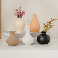 磨砂迷你花器陶瓷花瓶桌面五件套莫兰迪色干花插花瓶家居装饰摆件