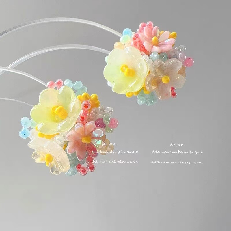 Dopamine atmosphere feeling sweet flower earrings holiday style girl heart lively age reducing color earrings ear clip earrings