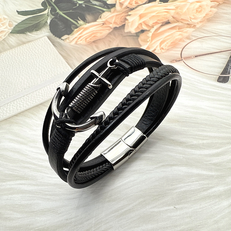 retro trend fashionable geometric woven bracelet stainless steel