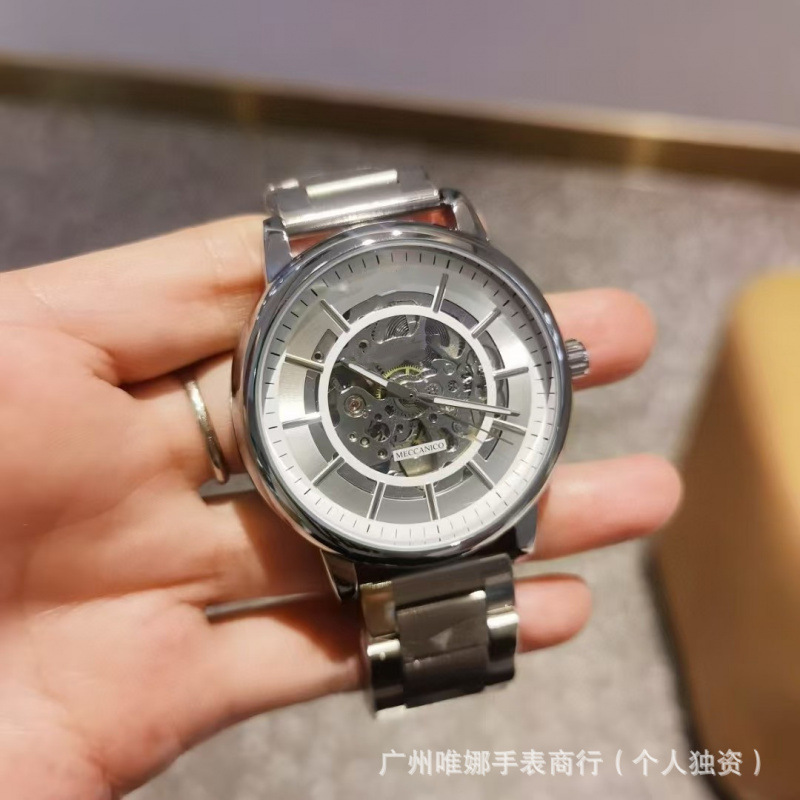 Wholesale Men's Watches Business Black Warrior Fully Automatic Men's Hollow Belt Steel Belt Watch Dropshipping Yacht Master