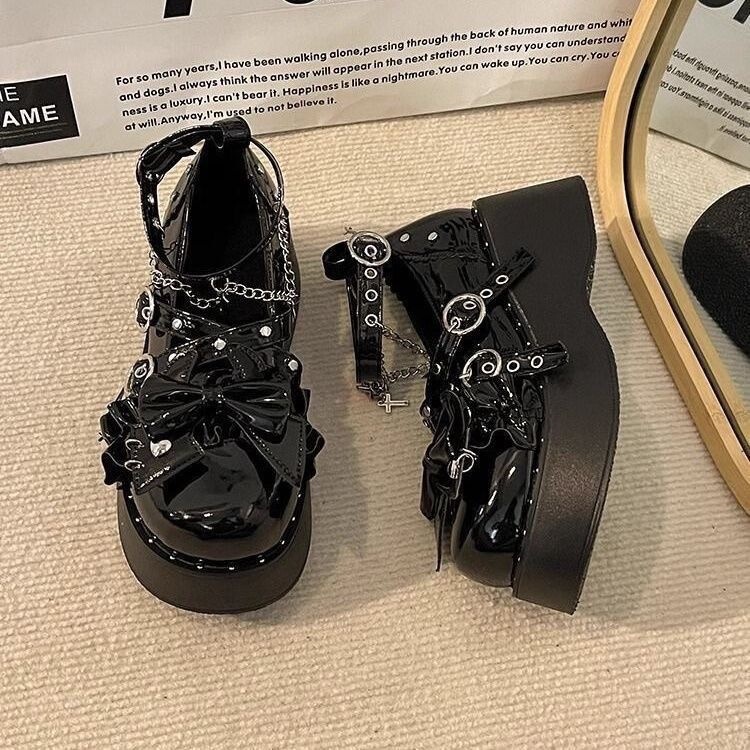 Punk Black Cat Original Lolita Shoes Sweet Cool Hot Girl Y2K Subculture Punk Dark Style Student Thick-Soled Women's Shoes Punk Black Cat Original Lolita Shoes Sweet Cool Hot Girl Y2K Subculture Punk Dark Style Student Thick-Soled Women's Shoes