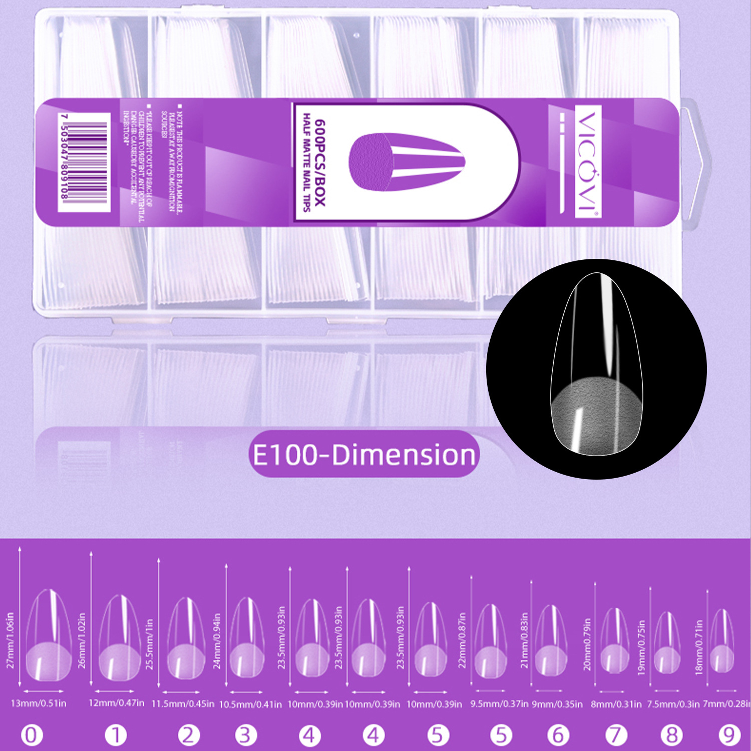 Transfronterizo nuevo arte de uñas pieza de uñas talla-libre de molienda delgada mitad esmerilado sin costuras europeo y americano helado dedo falso 600 piezas pieza de uñas al por mayor