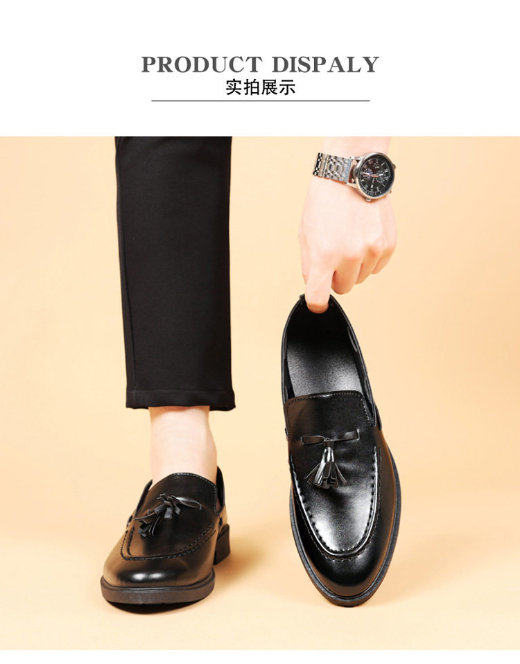 Giày lười nam da PU mũi túi da trang trí tua rua, gót thấp 1–3 cm, phong cách thanh lịch — X97 màu nâu, X97 màu đen chi tiết 18