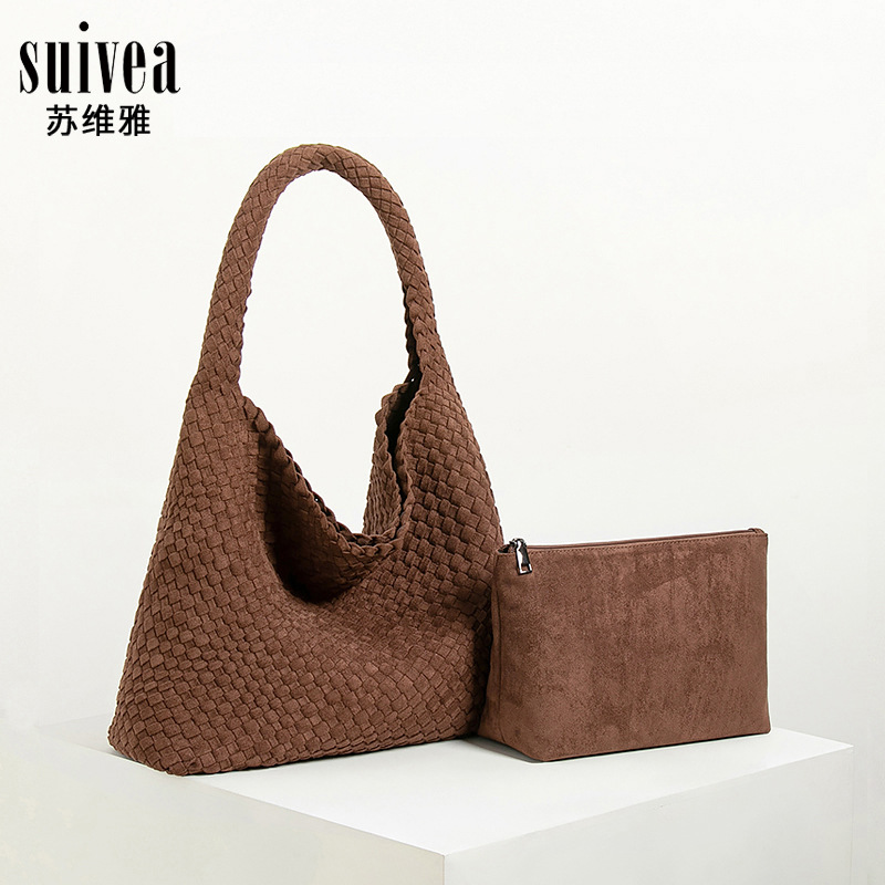 2026 New European & American Retro Large Capacity Hobo Bag, Lazy Style Tote Shopping Bag, Suede Underarm Bag For Women