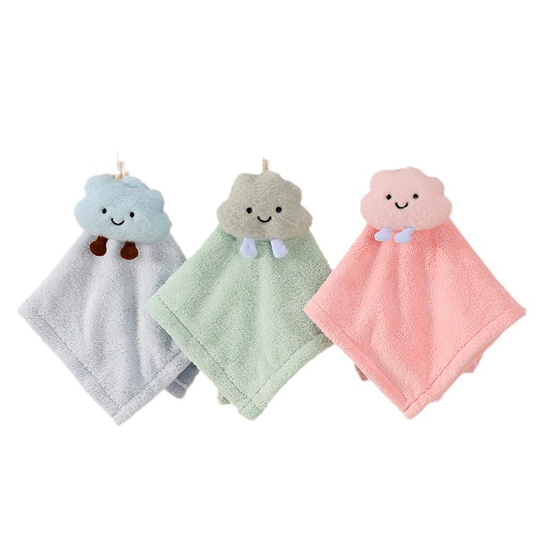 Toalla de mano colgando coral de lana de dibujos animados de animales toalla de mano toalla absorbente de baño toalla de mano