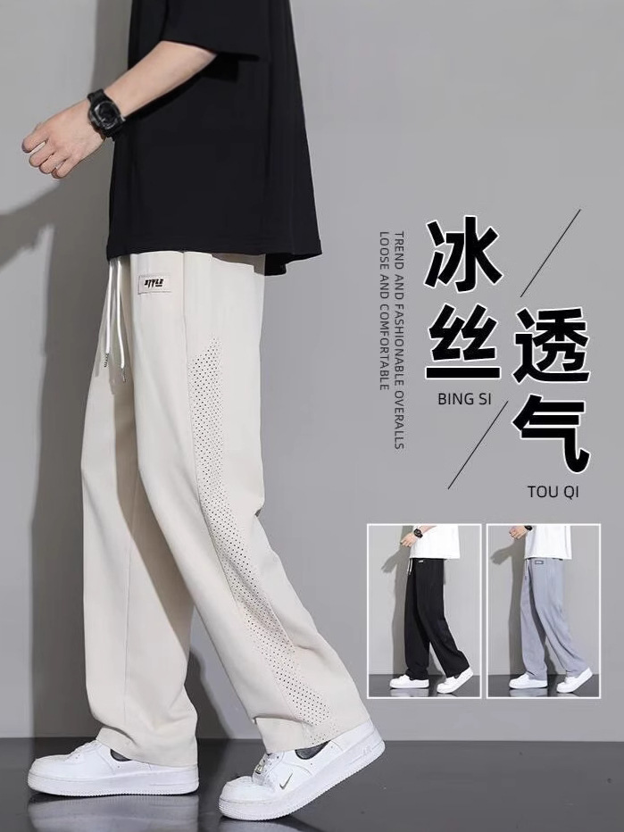 Pantalones casuales de secado rápido transpirables para hombres, pantalones deportivos delgados sueltos para hombres, pantalones casuales para hombres, pantalones de verano