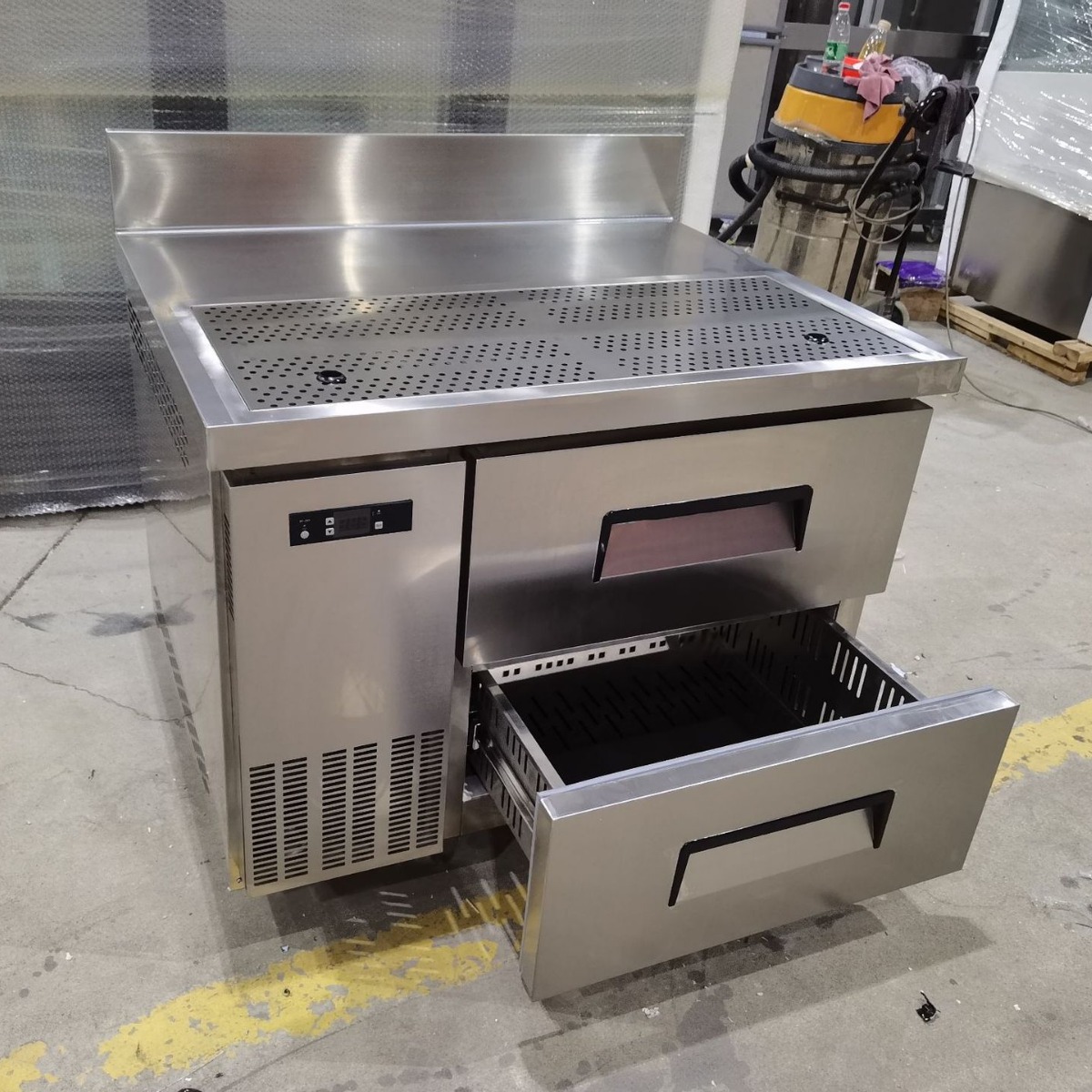 220v 60Hz 出口沙特商用厨房抽屉不锈钢工作台  风冷冷藏保鲜冷柜