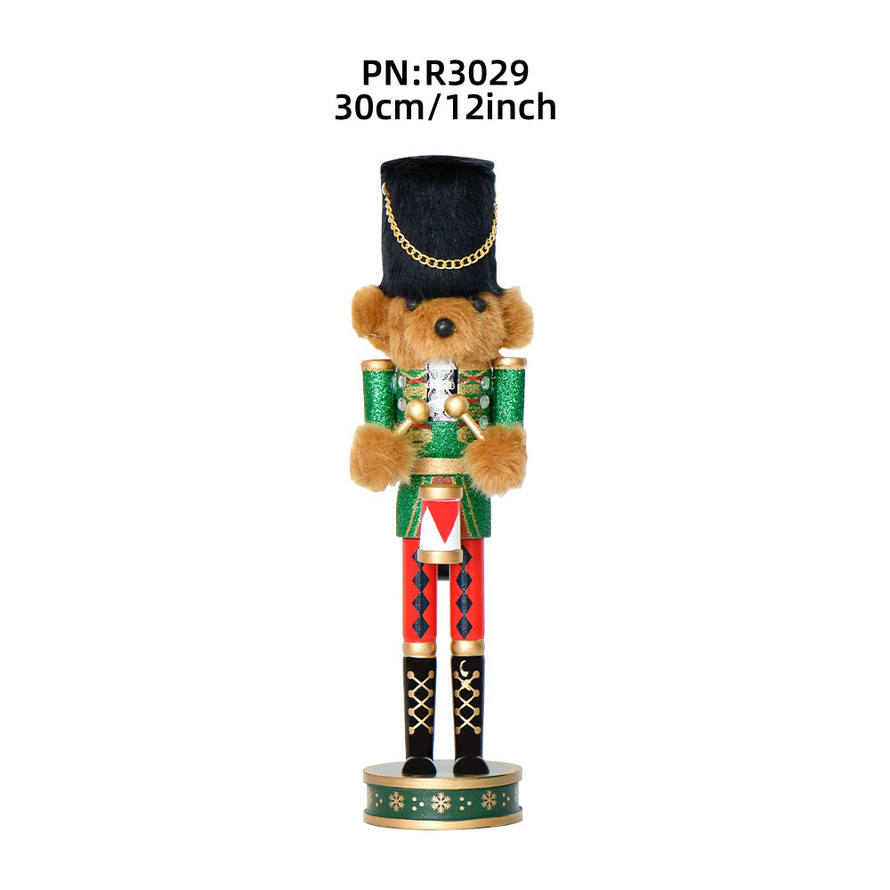 26 en la nueva patente de 30cm cabeza de oso tambor soldado cabeza de animal decoración de madera decoración de mesa polvo brillante