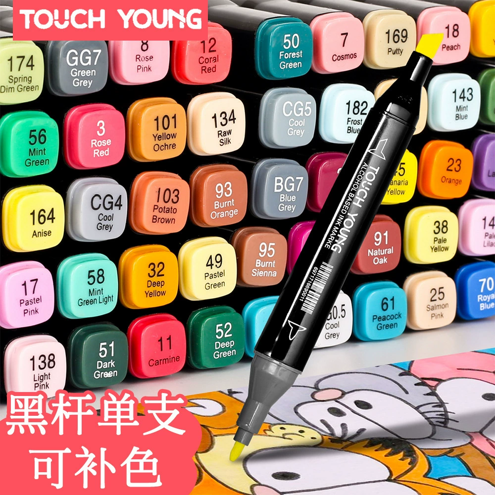 Touch один дополнительный дополнительный цвет 0 черный цвет кожи красный маркерная ручка оптом двухголовый спирт жирный маркерная ручка