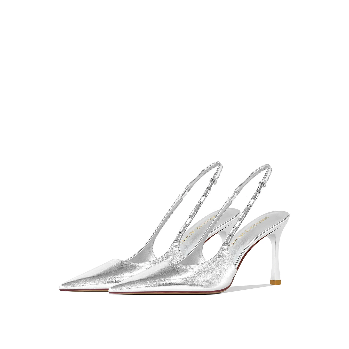 В наличии: Новые летние женские туфли-лодочки 2025 года с острым носком, стразами, на шпильке, с закрытым носком, серебристые, на низком каблуке