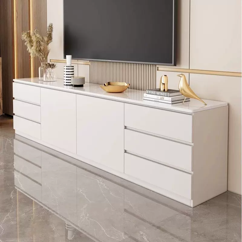 实木岩板电视柜2025新款落地一体收纳储物柜客厅家用加高电视机柜