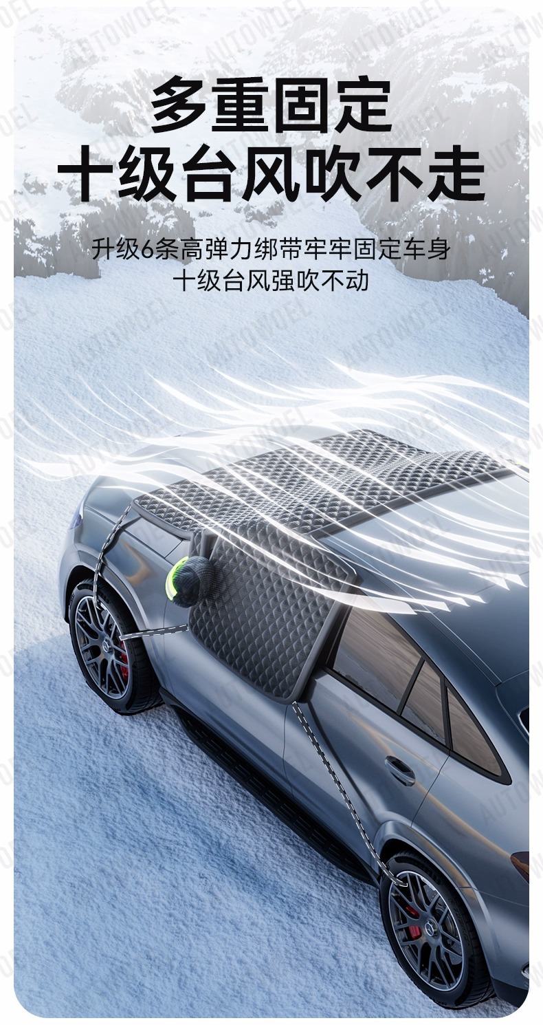 Three-Window Snow Shield, Frost Protection Cover, Front Windshield Snow Cover, Snow Shield, Frost and Snow Protection Cover, Enlarged and Thickened Snow Cover