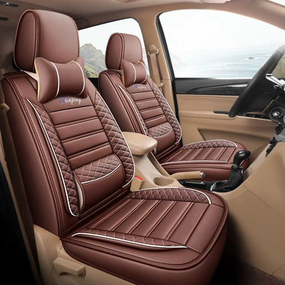 2+3+2 Car Seat Covers, Seat cushion, seat cover - driver-and-passenger-2-seats-full-leather-brown