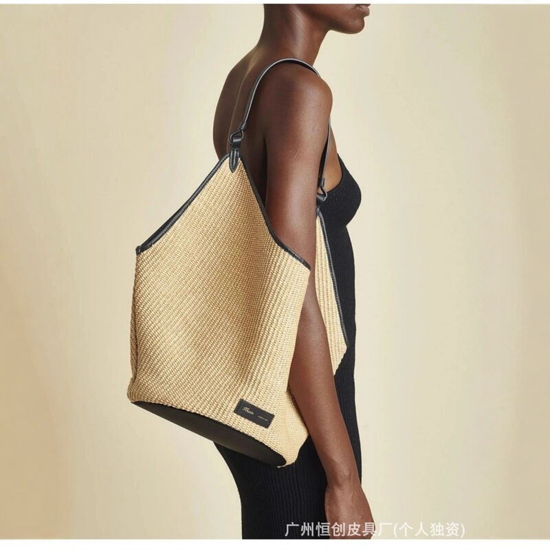 Khaite2025 New Handbag Straw Woven Bag Women's Summer French Niche Designer Single Shoulder Armpit
