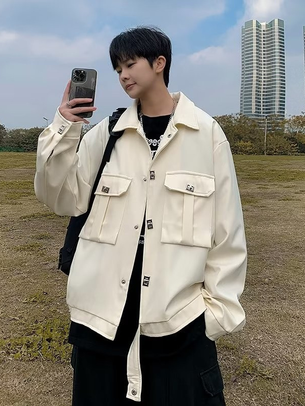 2024 Primavera y otoño Chaqueta guapa Hombre ins High Street Trendy Marca Hong Kong Estilo japonés Harajuku Chaqueta suelta de moda coreana