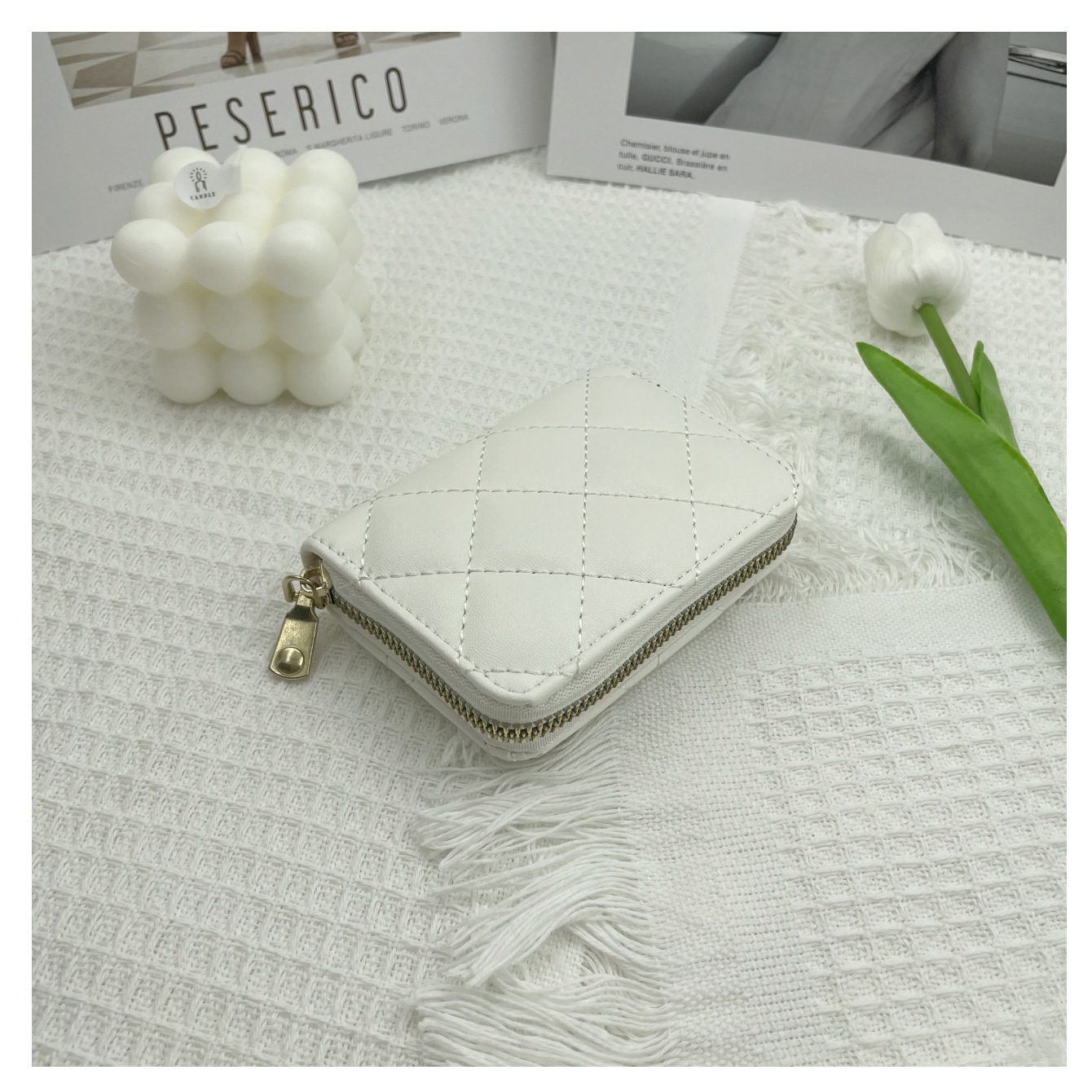 Tarjetero pequeño bordado con diseño rombo, funda protectora de tarjetas para mujer, monedero compacto con 9 ranuras, estilo 2022