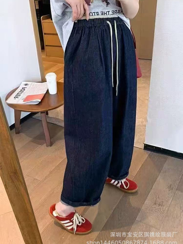琪镌绘制秋季新款牛仔裤女长裤减龄显瘦裤松紧腰哈伦老爹裤25119|undefined