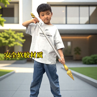 Nezha Red Sakura Fire Spear Long Spear Weapon Children's Toy Cosplay Ao Bing Dragon Ice Hammer Sea Salt Lollipop Large Size