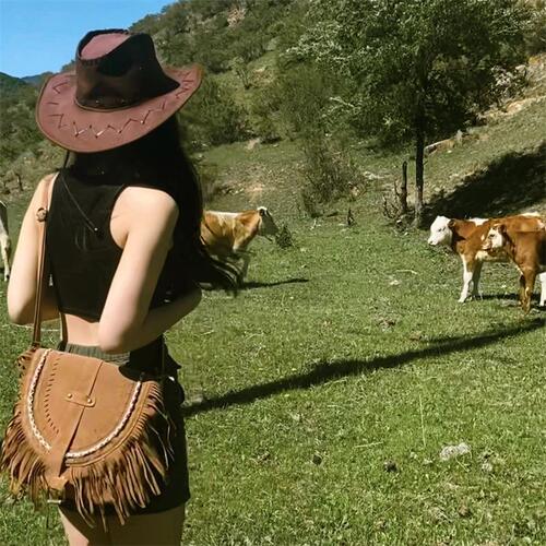 Western Cowboy Hats Summer Women's Sunscreen Caps European and American Style Retro Wide Brim Beach Beach Hot Girl Sun Hats 