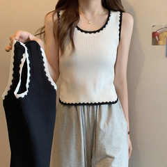 Knitted camisole women's new summer inner layered shirt sexy sweet hot girl French short top
